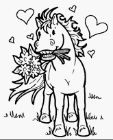 coloriage cheval et son bouquet